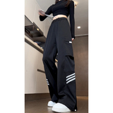 春季美式机能阔腿休闲裤女工装裤拖地长裤子WJ20551P55控78，男装工装外套，电商B329