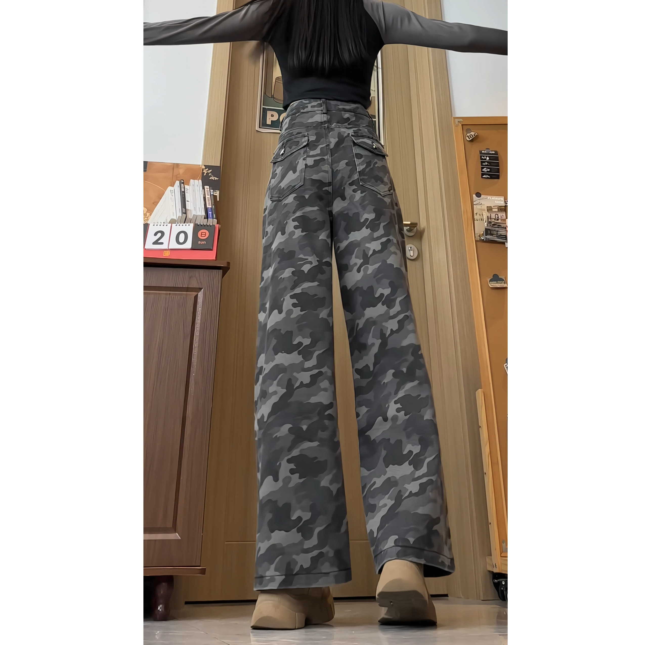 2025秋季女裤迷彩休闲裤酷飒美式伞兵工装裤WH6898P60控88,男装工装外套,电商B329
