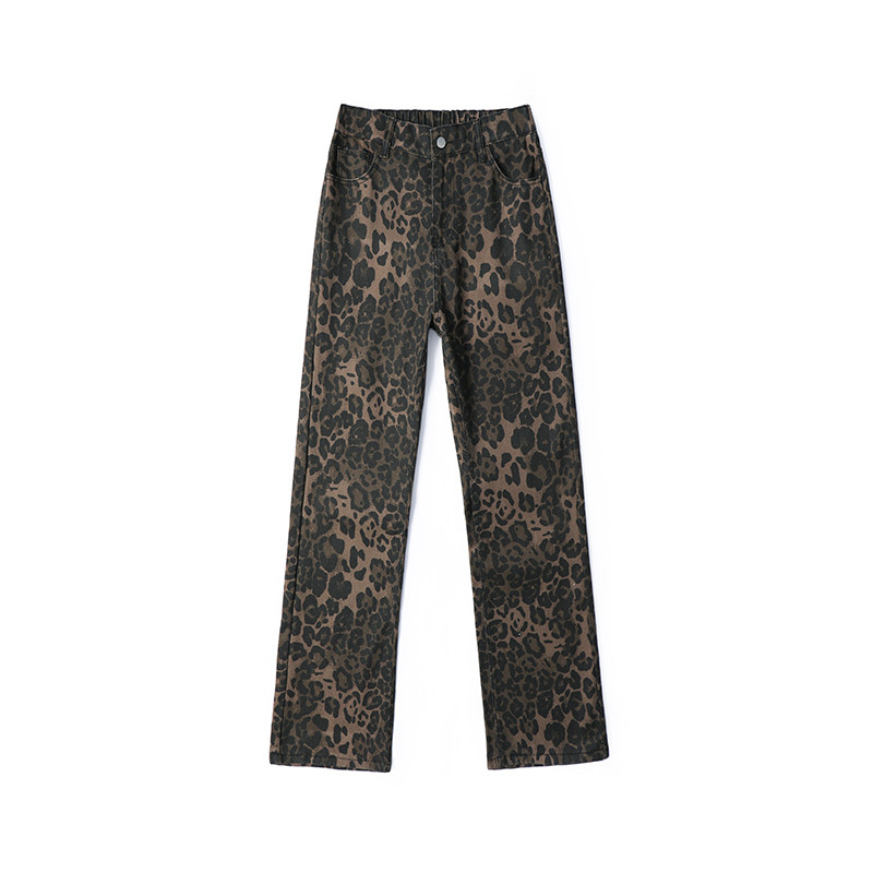 春季平铺豹纹微喇牛仔裤洗做旧显瘦长裤子KS006P45控69，男装牛仔裤，电商B329