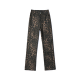 春季平铺豹纹微喇牛仔裤洗做旧显瘦长裤子KS006P45控69，男装牛仔裤，电商B329