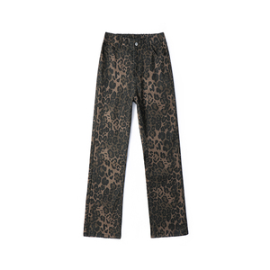 春季平铺豹纹微喇牛仔裤洗做旧显瘦长裤子KS006P45控69，男装牛仔裤，电商B329