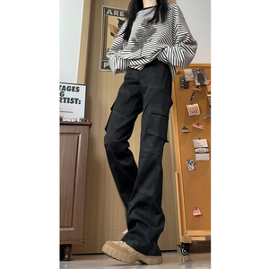 2025秋季美式中性工装裤高街男女微喇休闲裤子TJ088P48控69图片