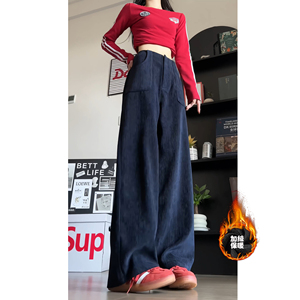 高品冬季加绒雪尼尔阔腿裤休闲裤子WH6802加绒P61特批没差价图片