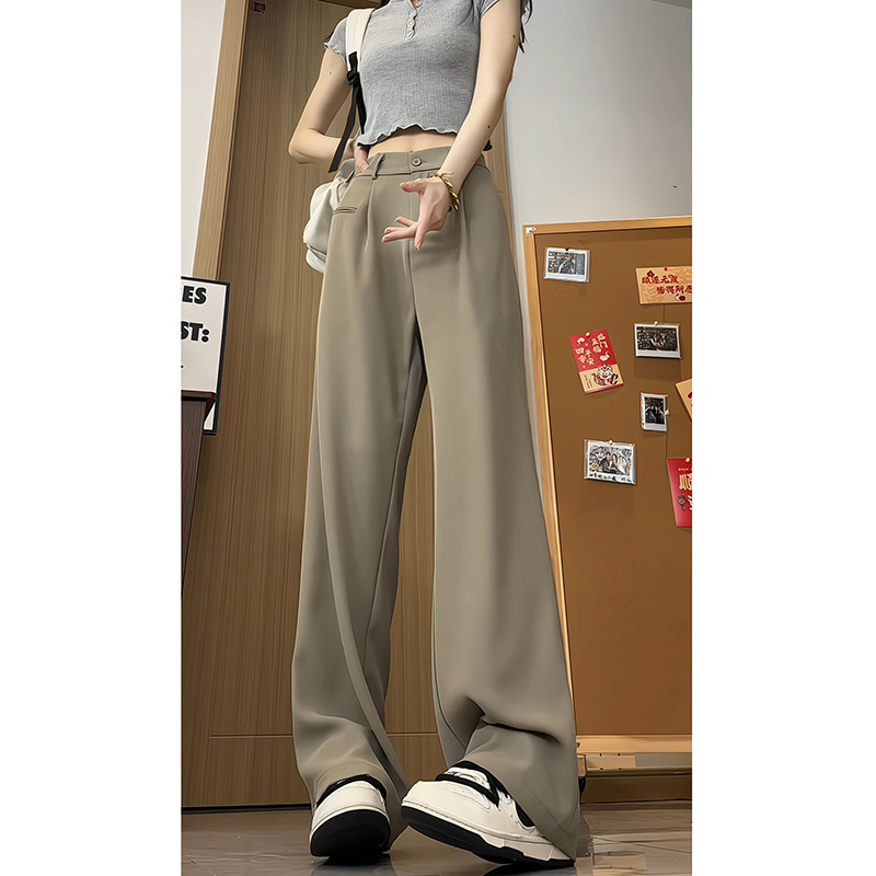 冰丝休闲西裤女秋冬垂坠阔腿裤裤子冰丝WH8801P55控78Q