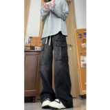 2025秋季中性阔腿直筒水洗百搭裤男女牛仔裤GY2565P58控88，男装牛仔裤，电商B329