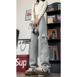 美式重磅工装裤子男生春秋季多口袋拼接中性简约潮牌宽松直筒长裤，男装休闲裤，电商B329