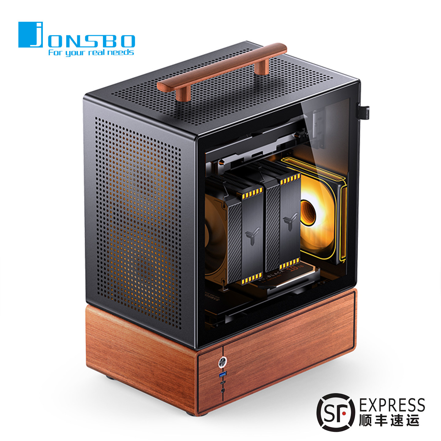 乔思伯T7铝合金MATX机箱桌面便携手提台式电脑网孔立式主机外壳