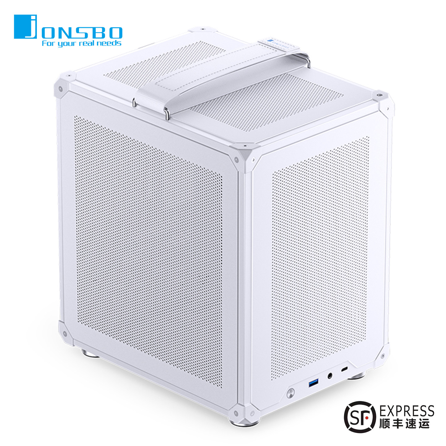乔思伯C6 ITX白色机箱台式电脑立式办公桌面主机外壳透气网孔侧板