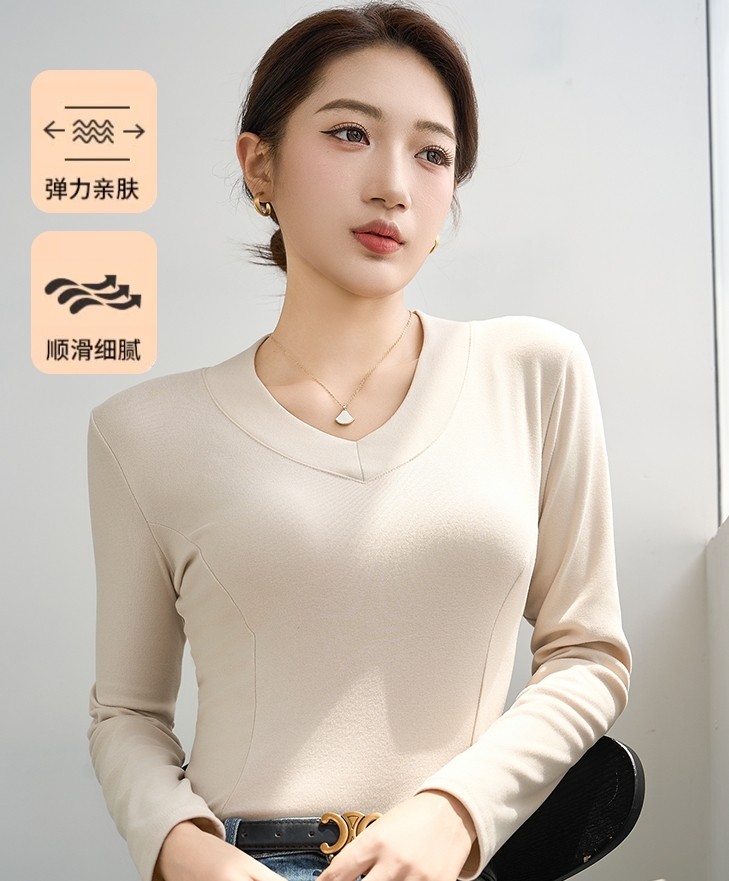 大V领女士秋冬打底衫暖羊绒时尚百搭长袖保暖衫2588