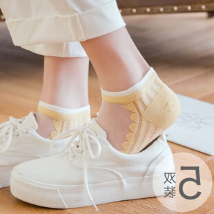 2026新款袜子女韩版短袜浅口可爱玻璃丝夏季薄款花边水晶丝袜透