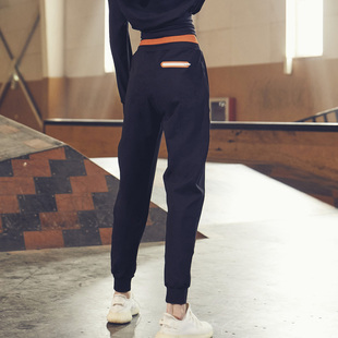 宽松速干跑步运动休闲轻薄束脚卫裤 女秋季 小溪家复古运动梭织长裤