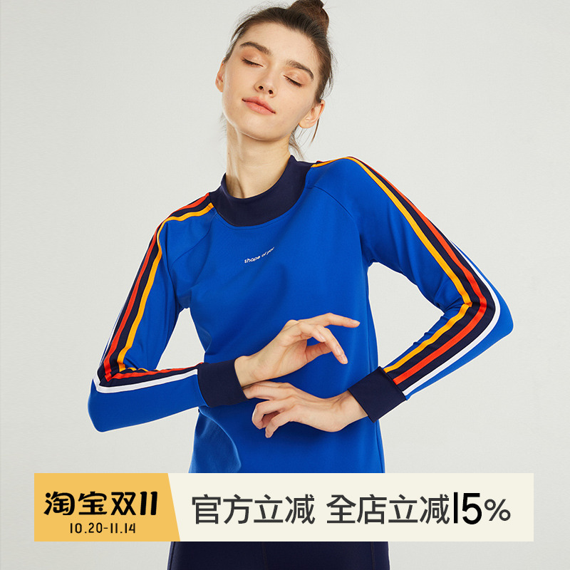 小溪家复古学院风透气训练跑步长袖健身上衣秋冬紧身显瘦瑜伽服女