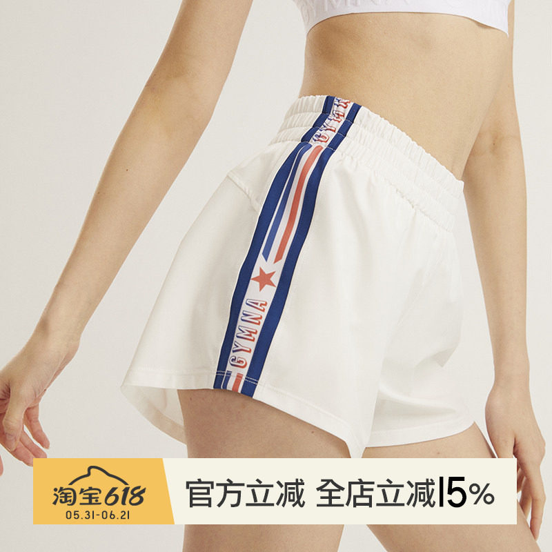 小溪家复古学院风宽松休闲口袋运动短裤假两件速干健身训练裤女夏