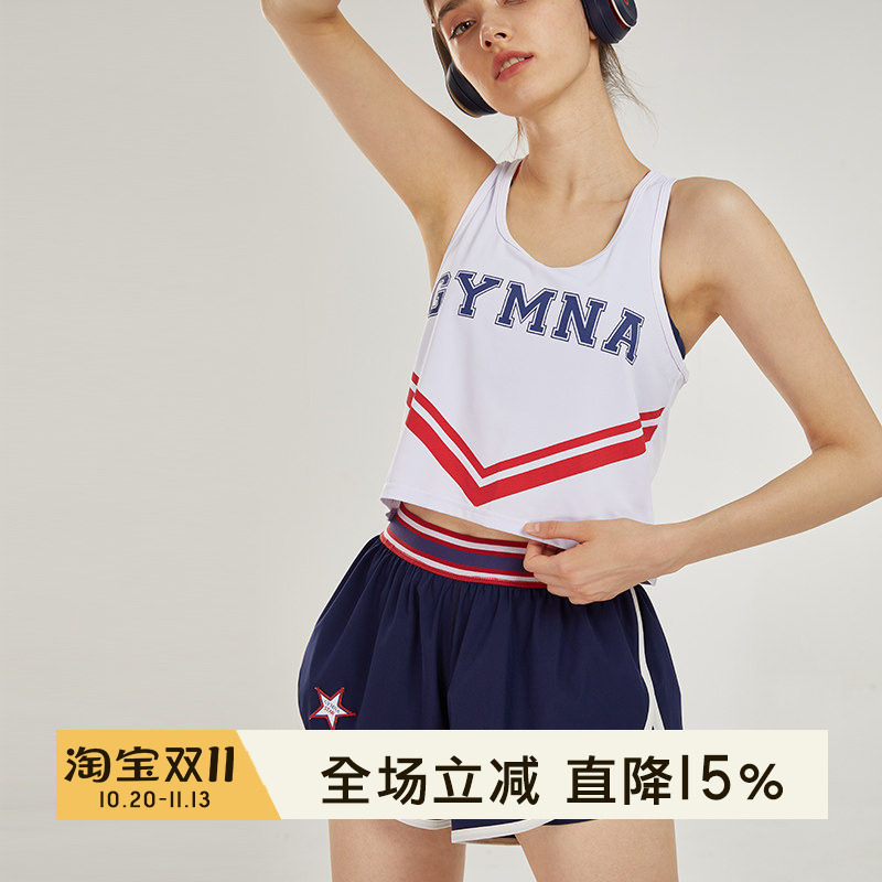 小溪家复古学院风宽松运动工字背心薄款透气跑步速干无袖健身服女