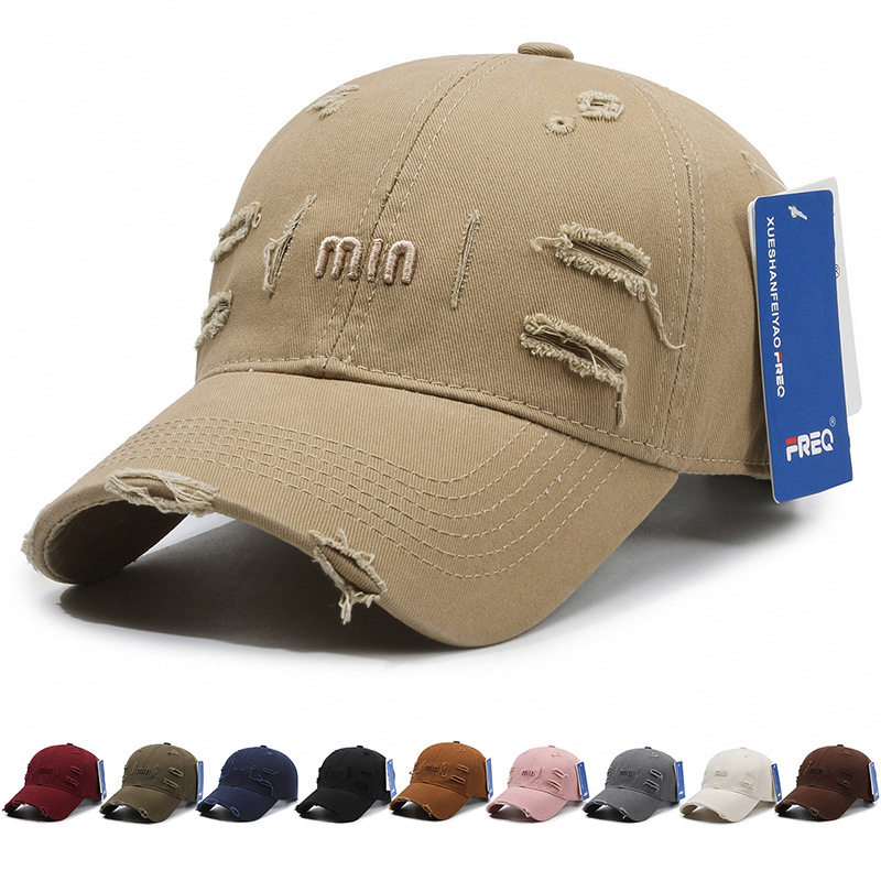 FREQ棒球帽女2025新款男士高端软顶破洞帽子美式太阳帽休闲鸭舌帽