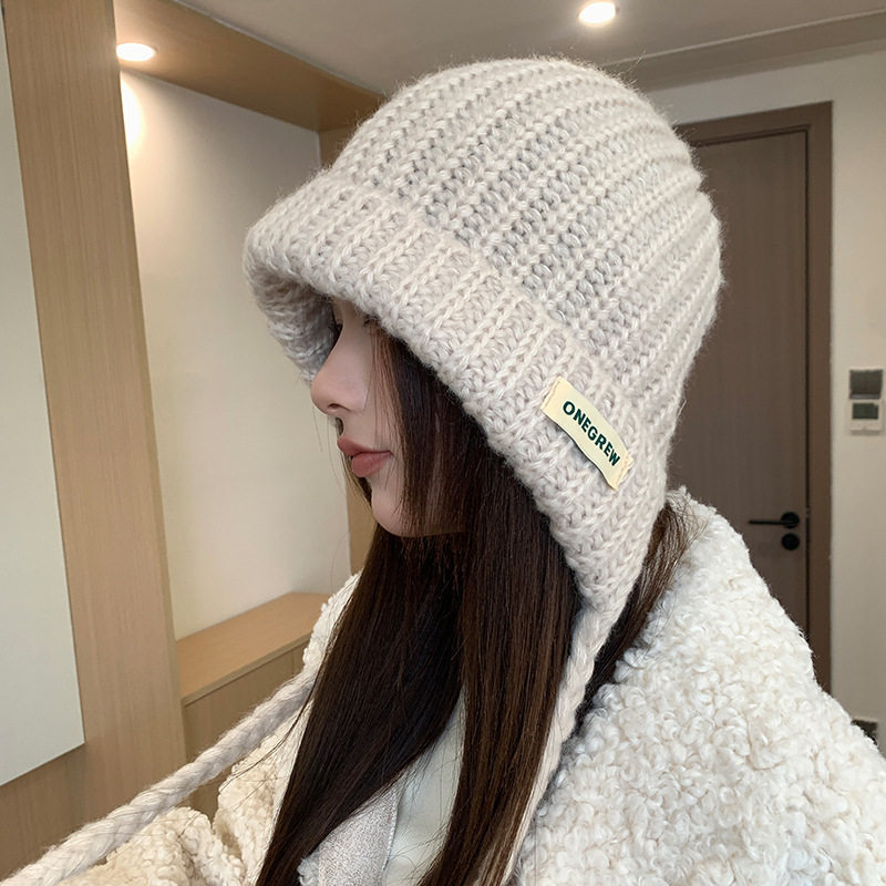 保暖防寒护脸加厚护耳针织毛线帽女款洋气大头显脸小冬天户外帽子