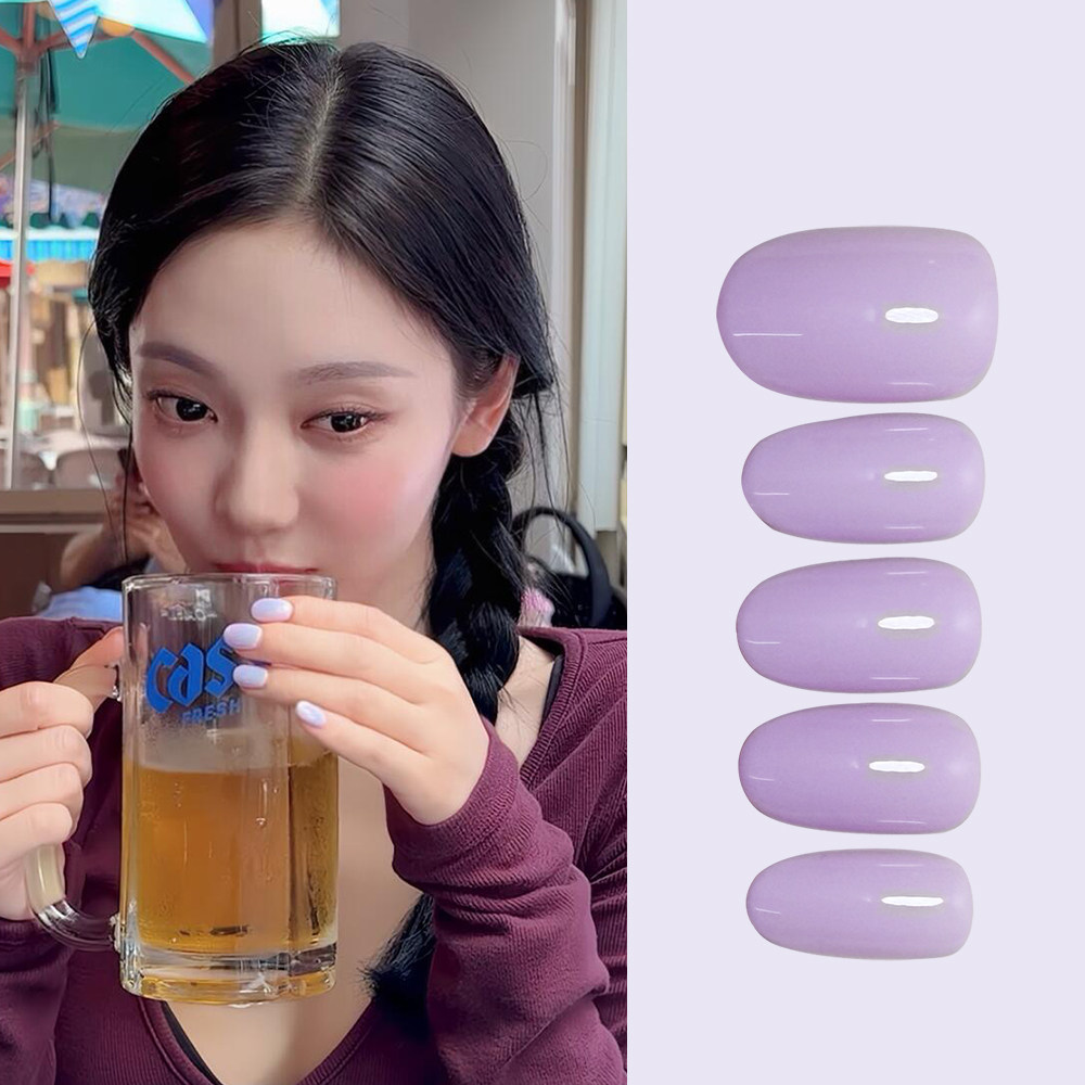 韩式短椭圆穿戴甲宁艺卓同款