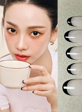 纯手工穿戴甲老香经典法式短款美甲aspea柳智敏同款精致轻奢