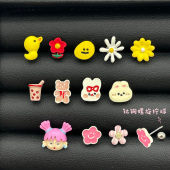 新款 耳钉养耳洞免摘 医用钛钢耳骨钉原创彩色可爱小卡通适合夏天