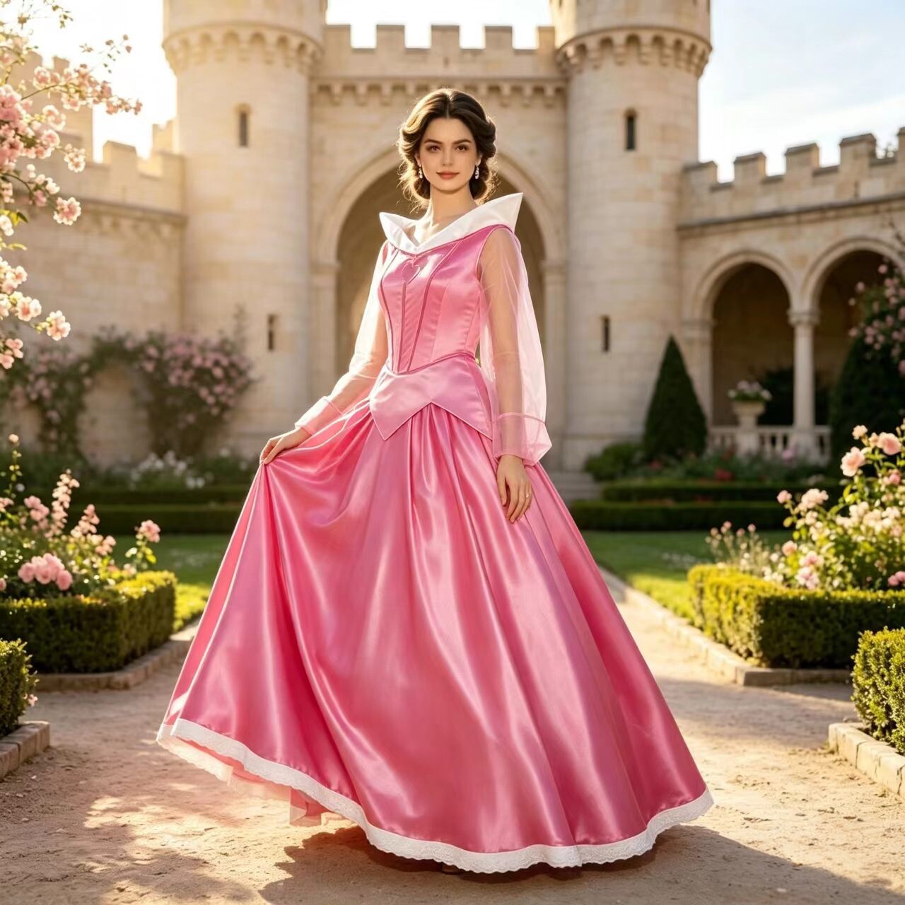 格林童话睡美人演出服cosplay服装万圣节舞台服 爱洛公主裙cos服