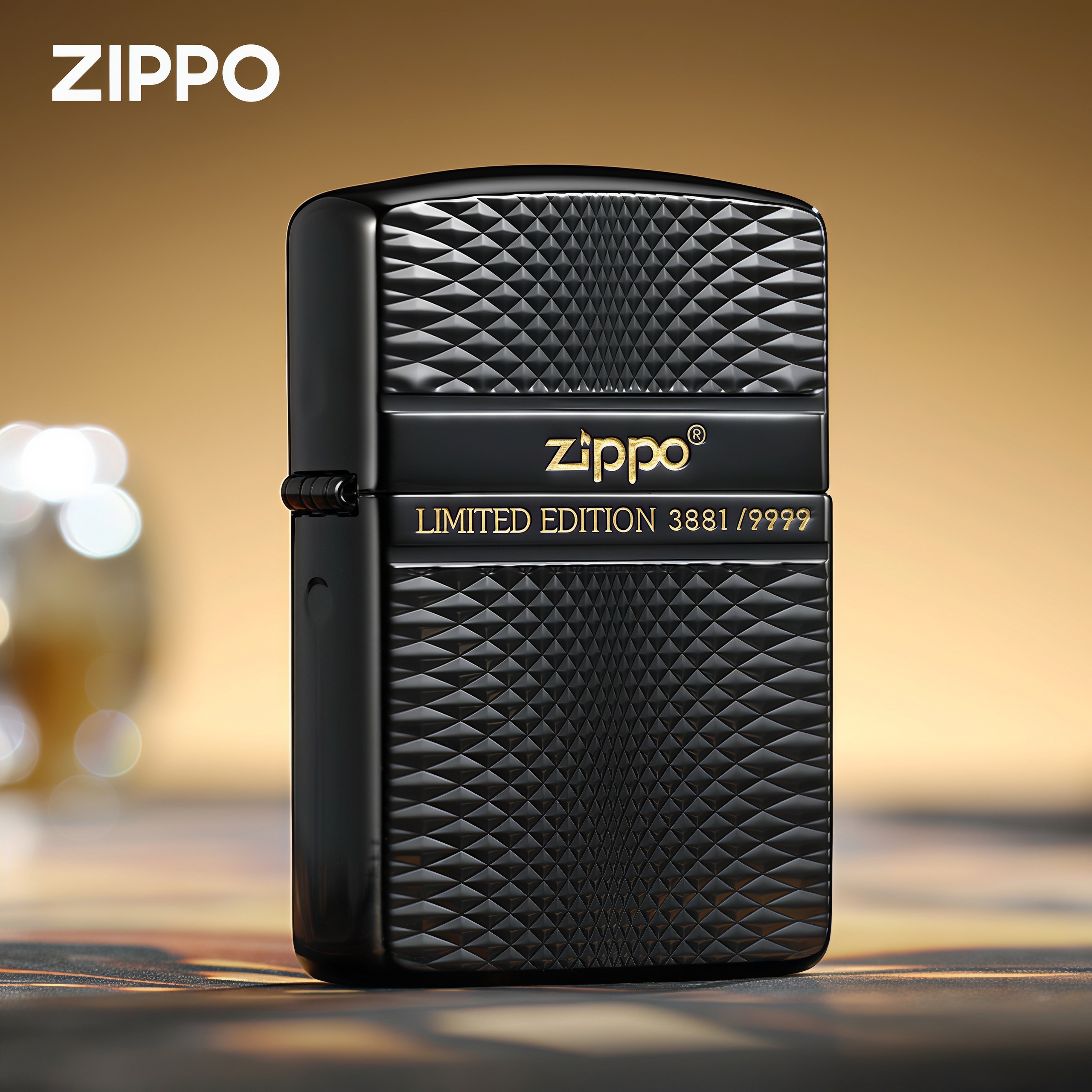 ZIPPO打火机黑冰钻石切割商标绅士送男友礼物官方正品煤油限量版
