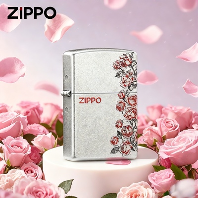 zippo打火机官方旗舰正品古银热恋玫瑰煤油防风表白礼物送男友