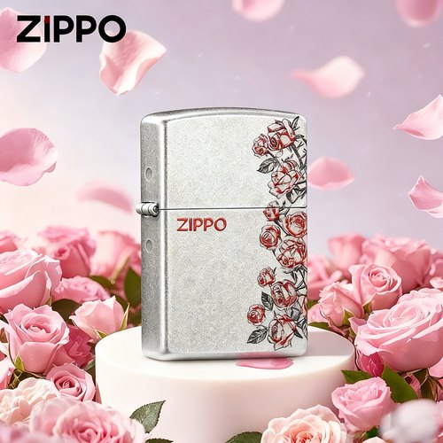 zippo打火机官方旗舰正品古银热恋玫瑰煤油防风表白礼物送男友