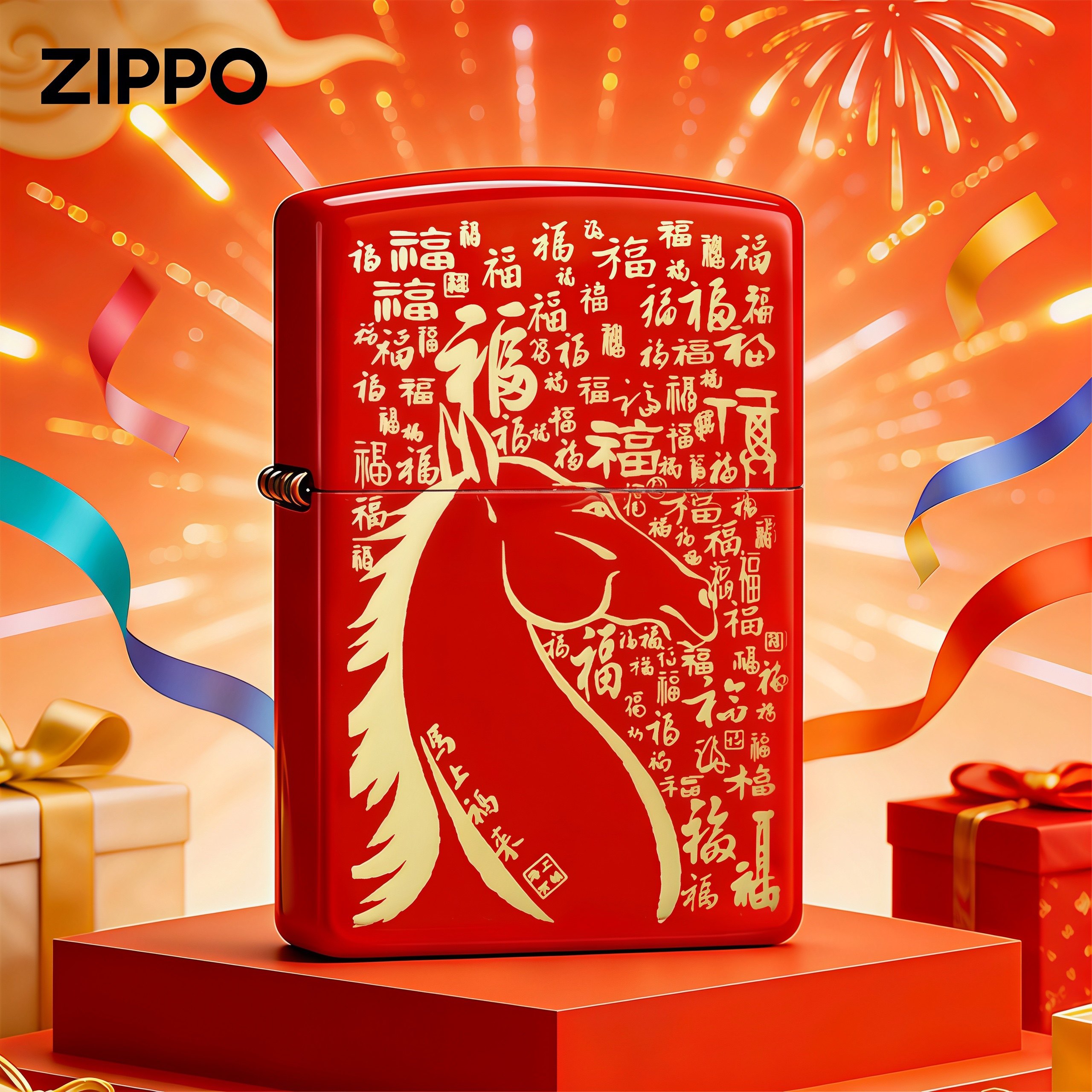 zippo打火机正品红漆烫金2026年新款百福马煤油防风新年礼物男士,ZIPPO/瑞士军刀/眼镜,ZIPPO/芝宝,淘宝优惠券,粉丝福利购,淘宝优惠卷