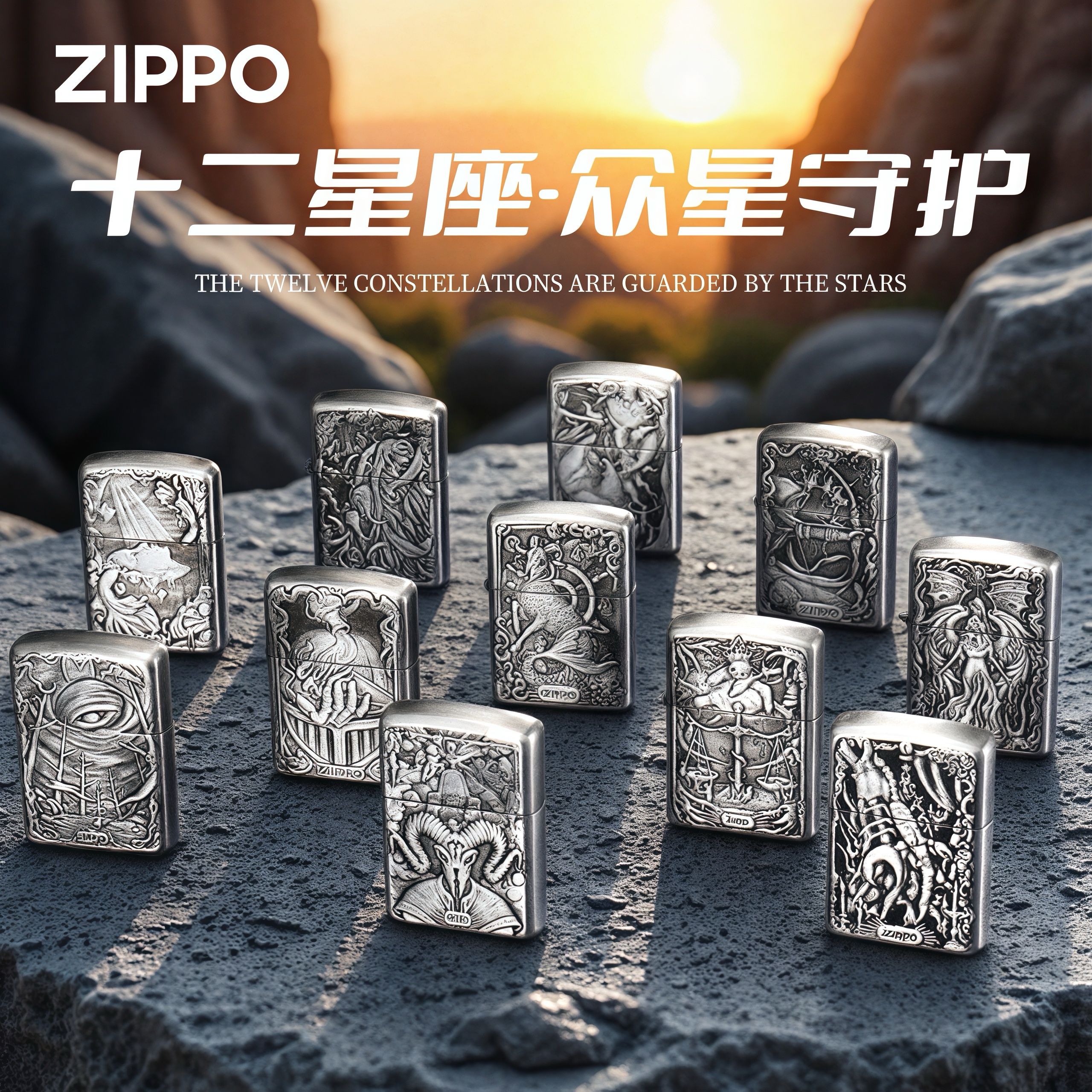 zippo打火机十二星座秘典煤油防风送男友生日礼物之宝官网正品