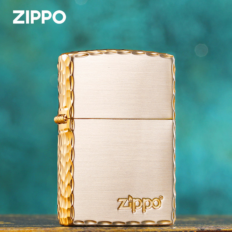 zippo打火机正品三面镀金陨石坑图片