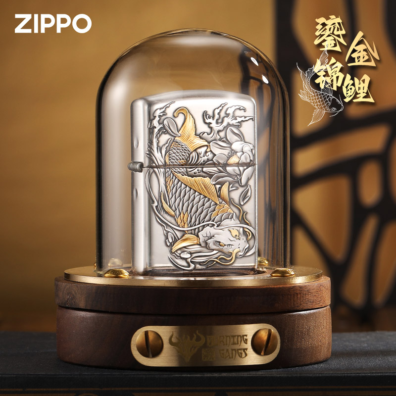 zippo打火机纯银錾金鲤鱼跃龙门官方正品限量收藏级送礼正版高档