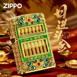 zippo打火机正品 珐琅彩日进斗金算盘煤油防风正版送男友高档礼物