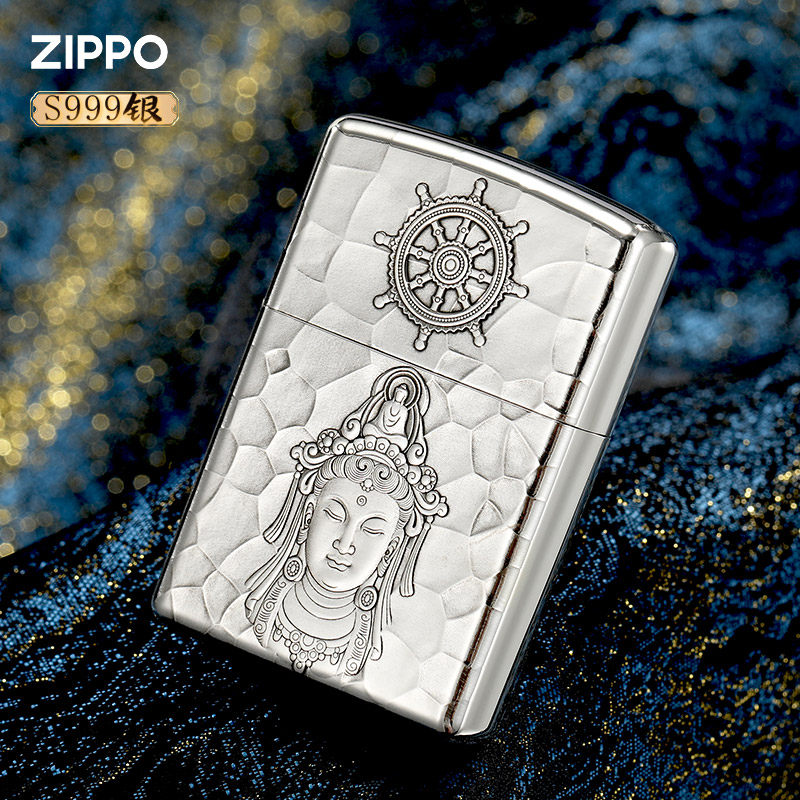 zippo打火机纯银重甲观心观音之宝正品高档收藏级限量版男士礼物