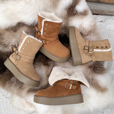 中筒雪地靴女厚底40软底不累脚42