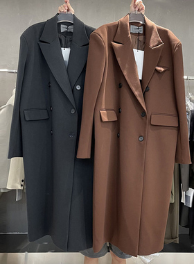 网红炸街西装外套女2026春秋款韩版宽松中长款双排扣英伦风西服潮