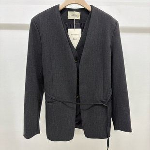 宽松系带时尚 韩版 西服潮 外套女2026春秋新款 高级感假两件V领西装