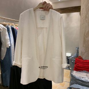 2025年夏季新款韩版宽松时尚百搭大码V领棉麻小西装外套女薄西服