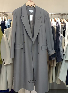 东大门网红小西装外套女春2025新款韩版宽松双排扣中长款西服大衣