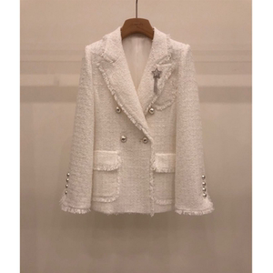 小香风早中长款流苏小西服
