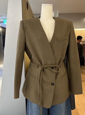 2026年时尚V领抽绳春秋款西装外套女