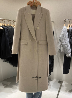 东大门系带中长款过膝毛呢外套女2025年冬季新款韩版宽松呢子大衣