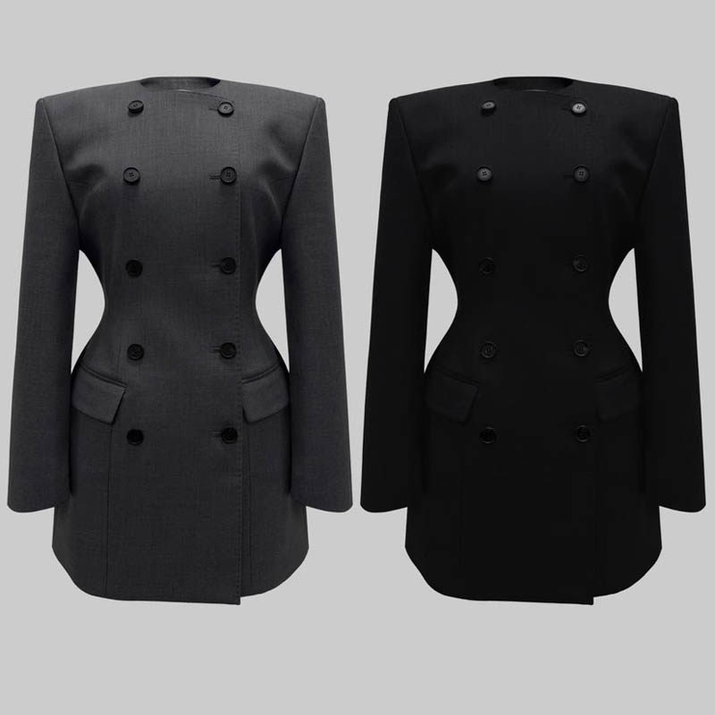 高级感收腰显瘦西装外套女2025春秋韩版时尚气质职业双排扣小西服