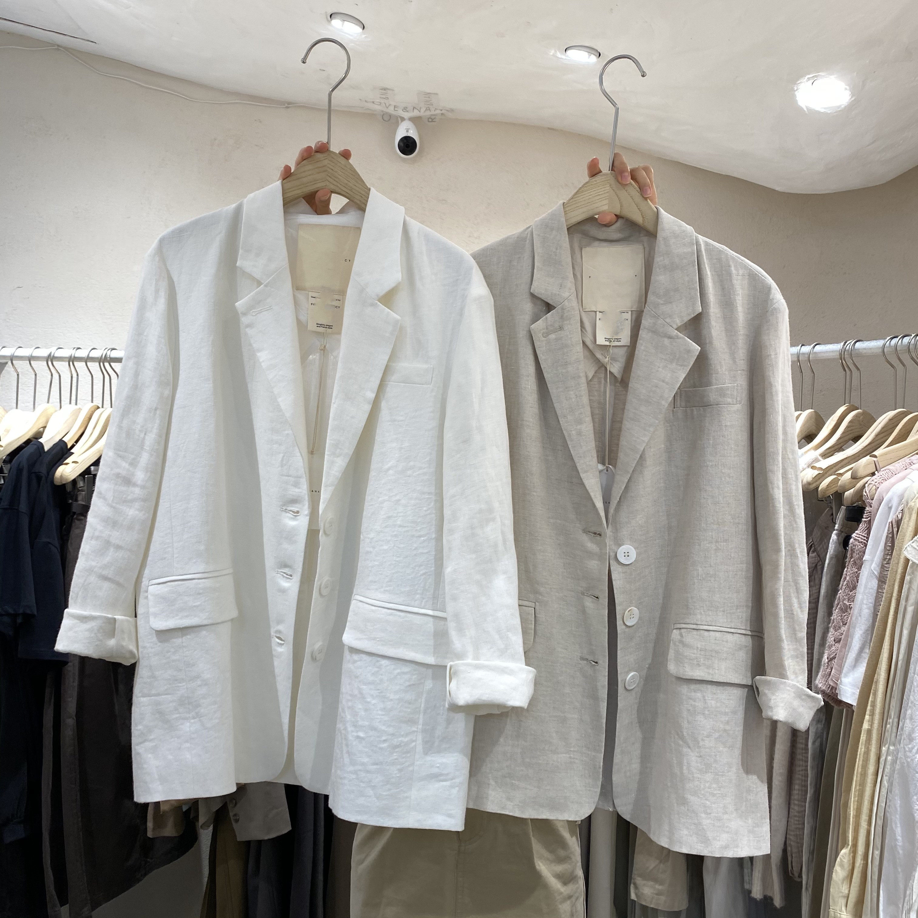 2025夏季新款韩版宽松休闲亚棉麻小西装外套女单排扣百搭西服上衣