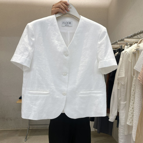 夏季棉麻短袖西装外套女