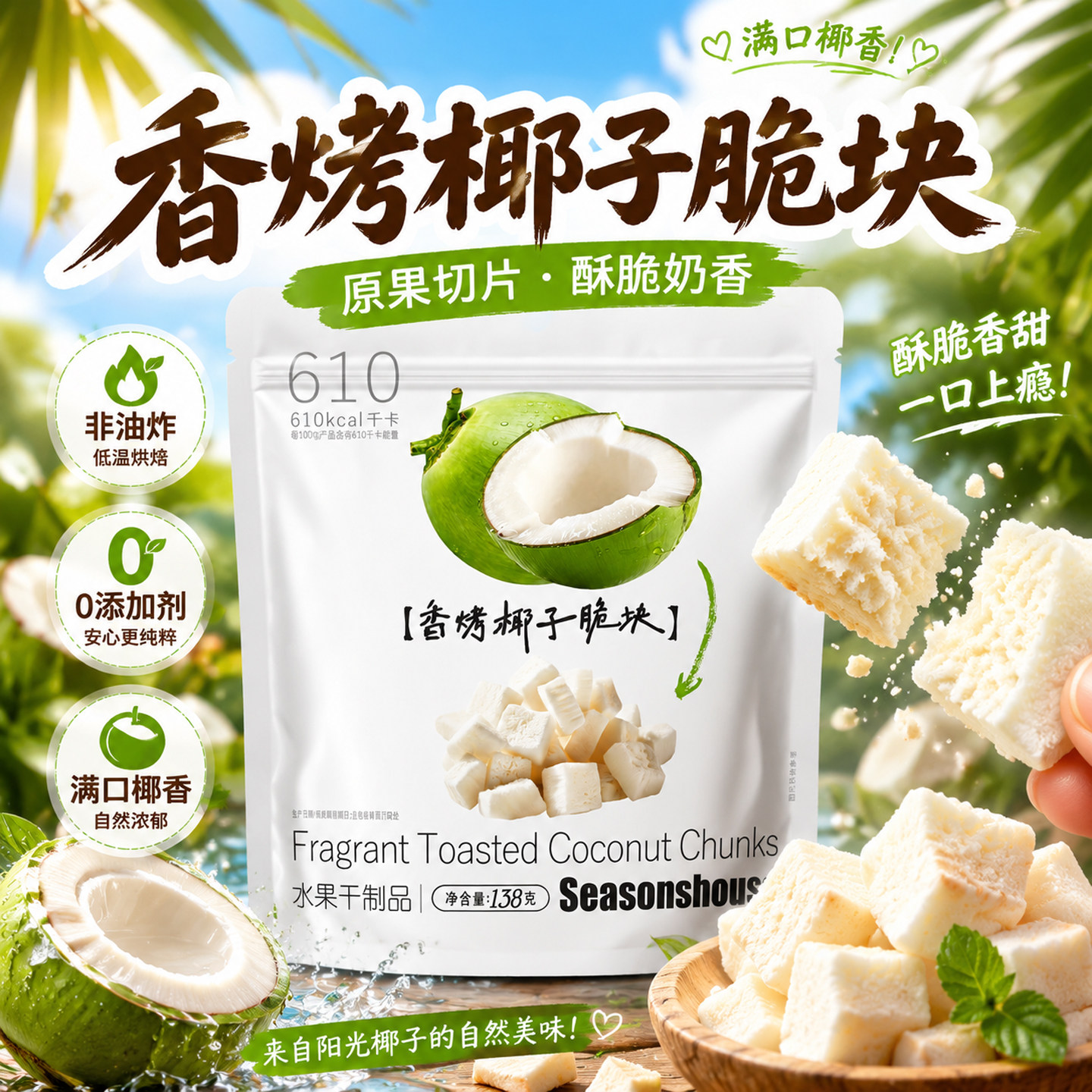 非油炸非膨化椰香浓郁酥脆奶香