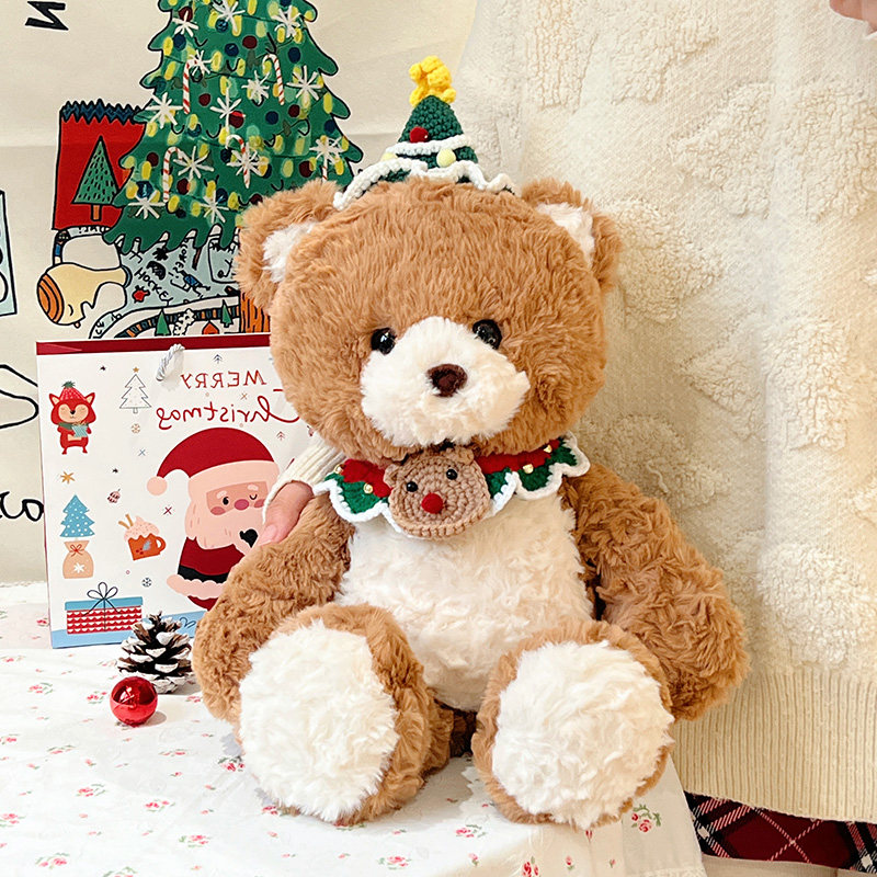 圣诞跑跑小熊玩偶公仔女孩睡觉抱枕羊毛绒玩具狐狸娃娃生日礼物男