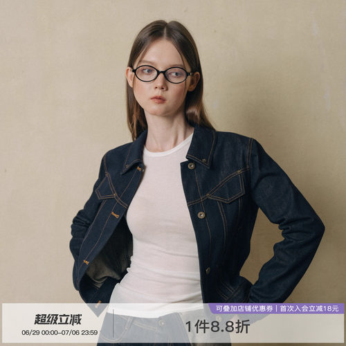 水洗牛仔夹克复古修身短款