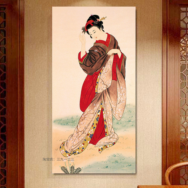 日式风格装饰画浮世绘餐馆挂画日本仕女图人物背景墙壁画料理店画