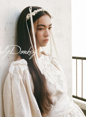 OnlyDonkey simoneroch*同款自制蝴蝶结珍珠串珠水晶发箍发饰