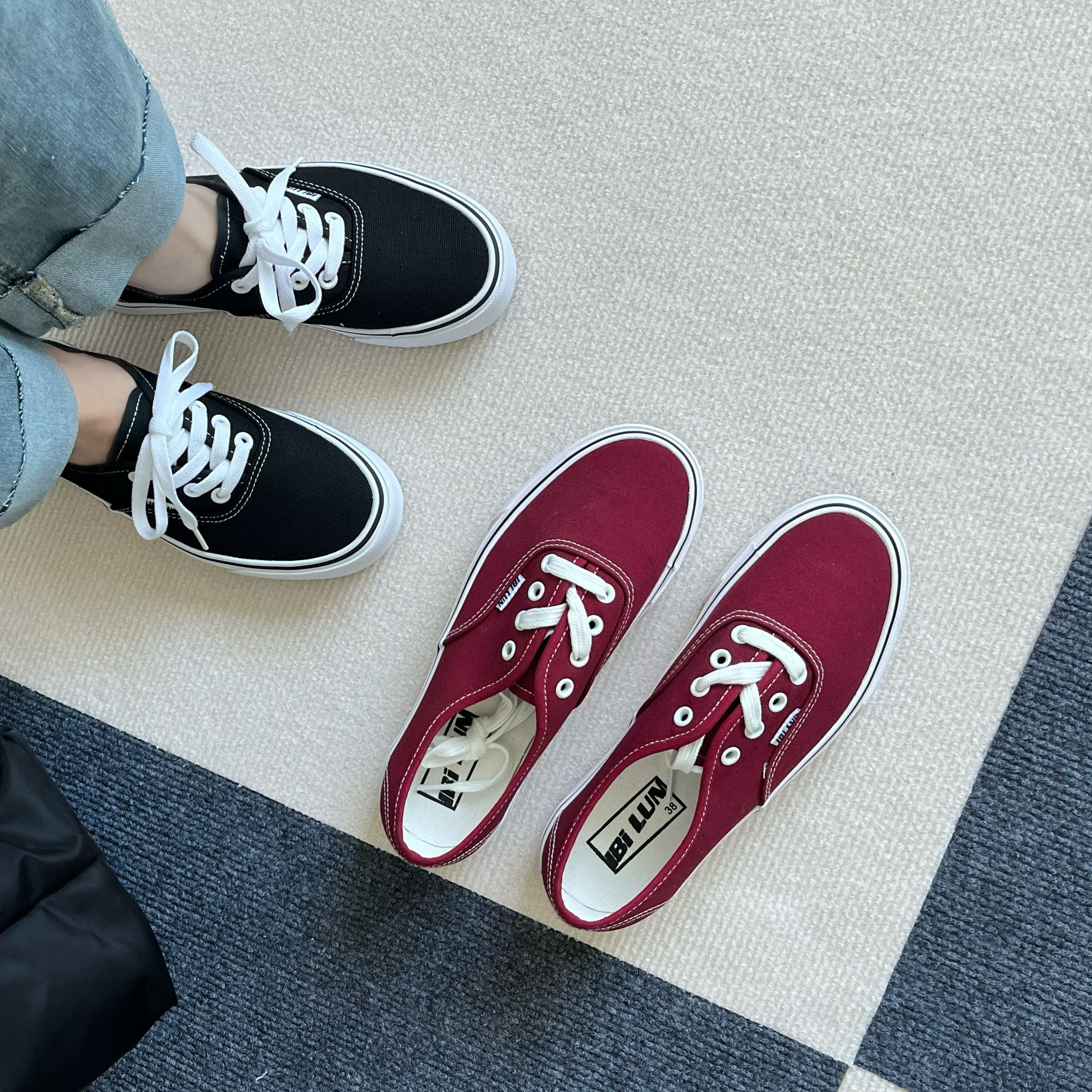 朴露帆布鞋简约平底厚底